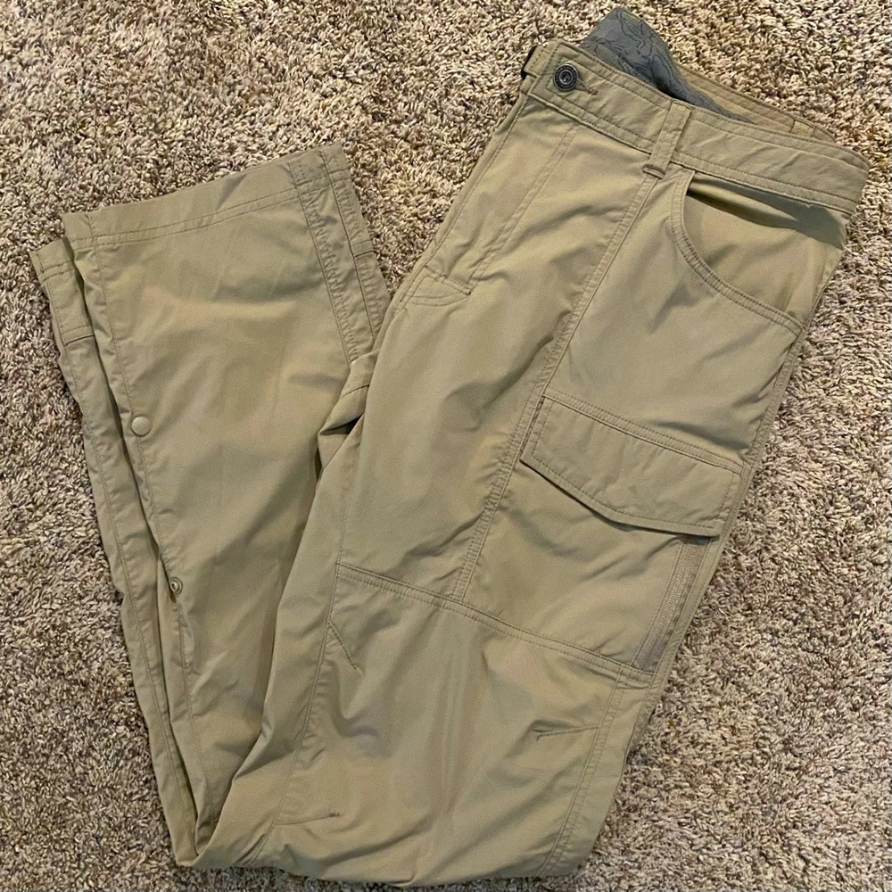 Prana Breathe Men’s 36x34 Hiking Activewear Cargo Utility Pants Beige Light